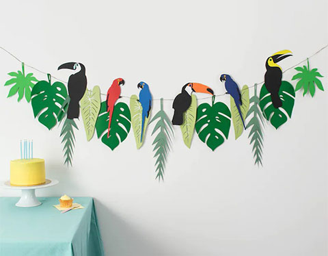 Tropical Palm Leaves, Hibiscus Flowers, Pineapples, Party Balloons Garland Decoration