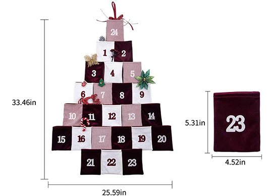 Hanging Christmas Advent Calendar with Pockets